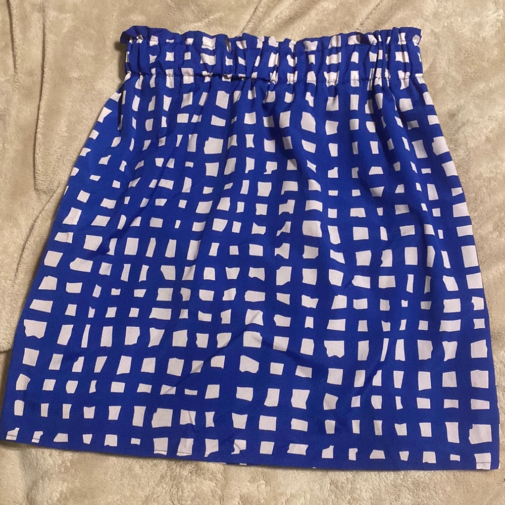 Blue and white checked skirt from a local boutique